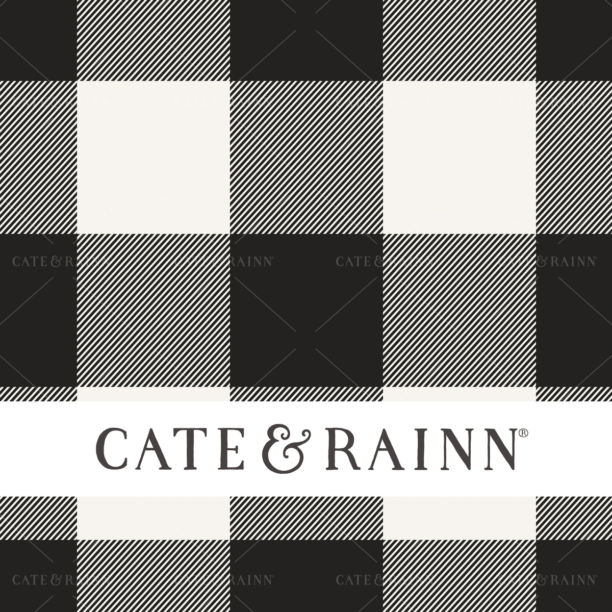 Black and Cream Buffalo Plaid Seamless Design by Cate and Rainn® ©2023 Cate &amp; Rainn®