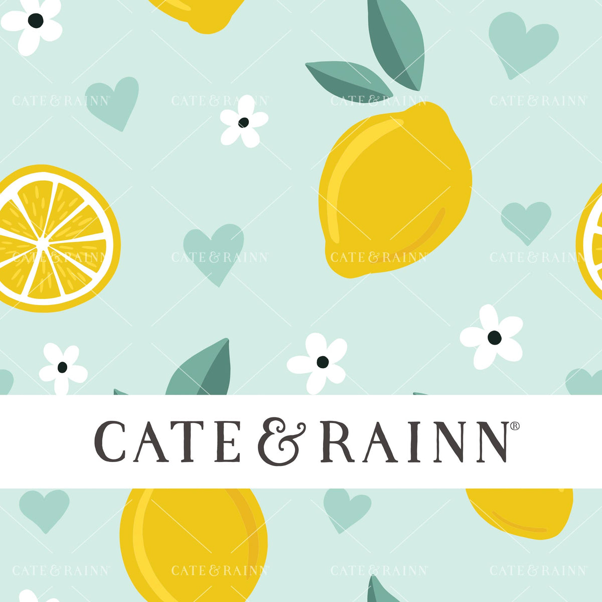 Blue Lemons and Hearts Seamless Pattern | Lemon Squeezy Collection