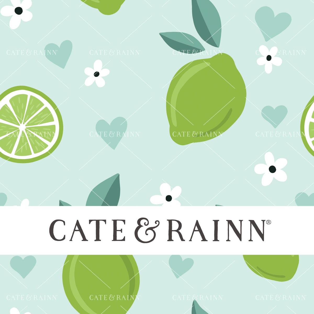 Blue Limes and Hearts Seamless Pattern | Lemon Squeezy Collection