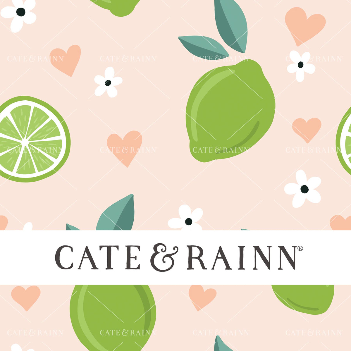 Pink Limes and Hearts Seamless Pattern | Lemon Squeezy Collection