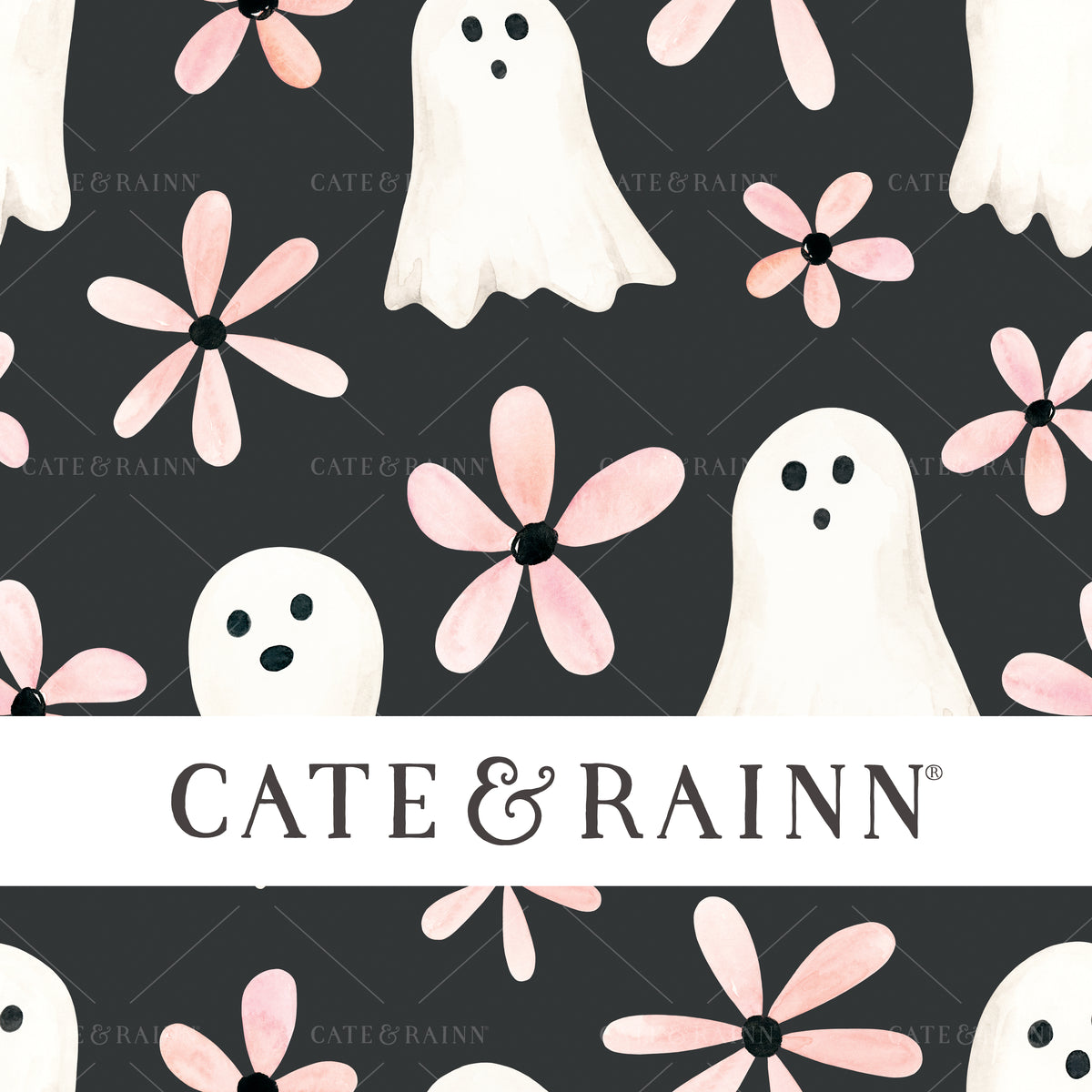 Little Ghosts and Flowers Seamless Pattern File by Cate and Rainn®
