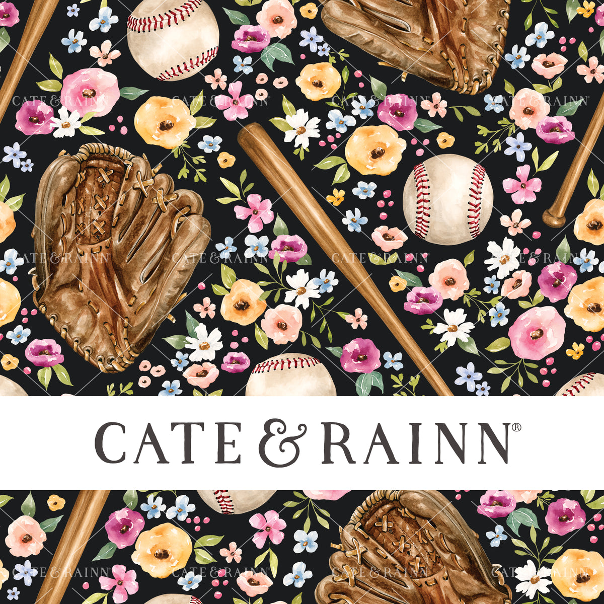 Sports Floral Baseball Seamless Pattern | All-Star Floral Collection, Melody Collection