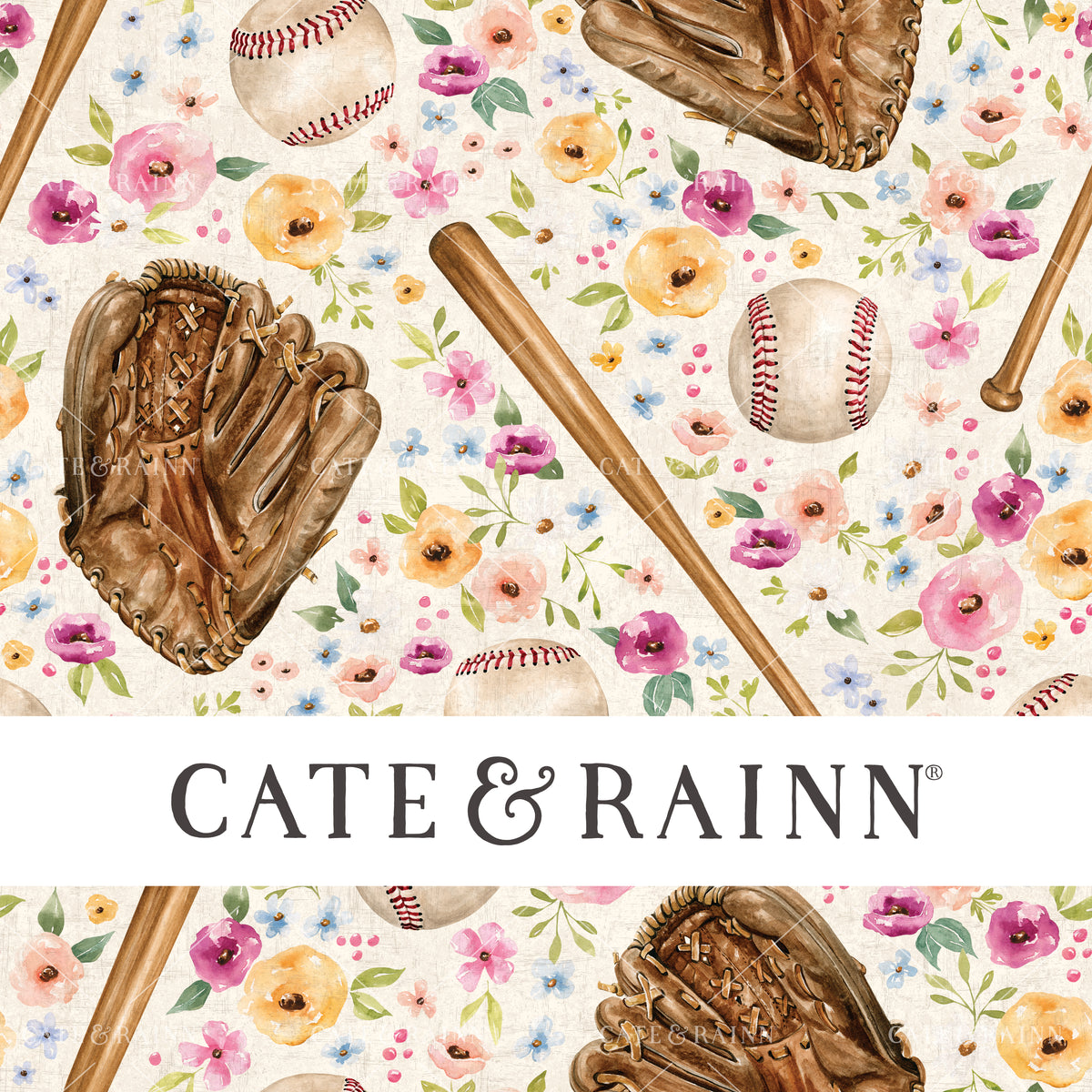 Sports Floral Baseball Seamless Pattern | All-Star Floral Collection, Melody Collection