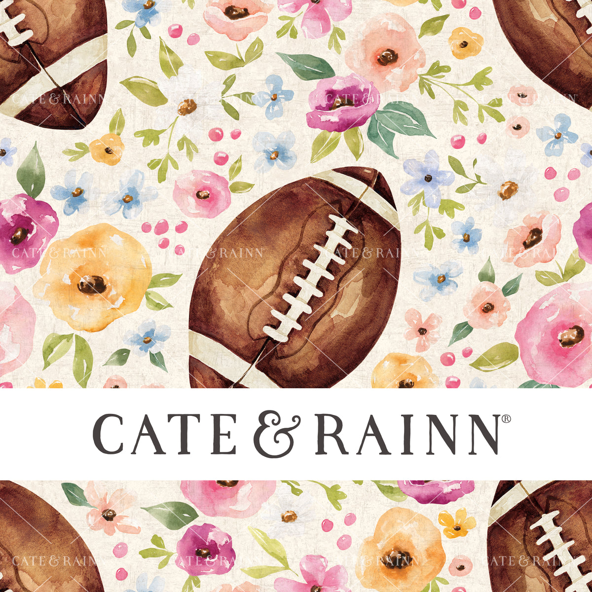A hand-painted watercolor football floral design by Cate and Rainn®