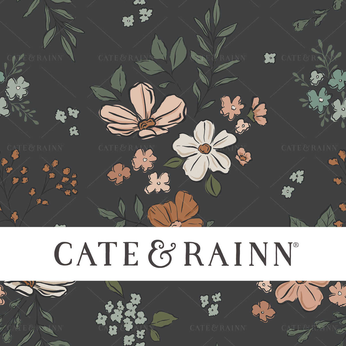 Simple Floral on Dark Gray Seamless Pattern | Montana Bloom Collection