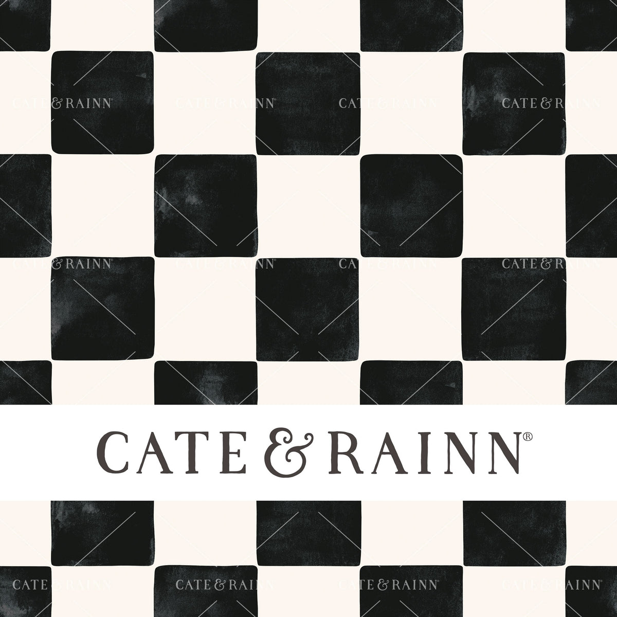 Black and Cream Watercolor Checkered Seamless Pattern | Moonlit Hollow Collection