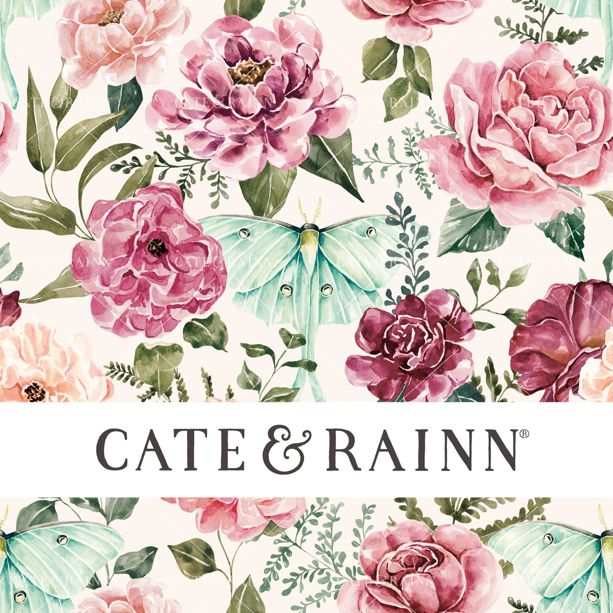 Light Luna Moth Floral Seamless Pattern | Moonlit Hollow Collection