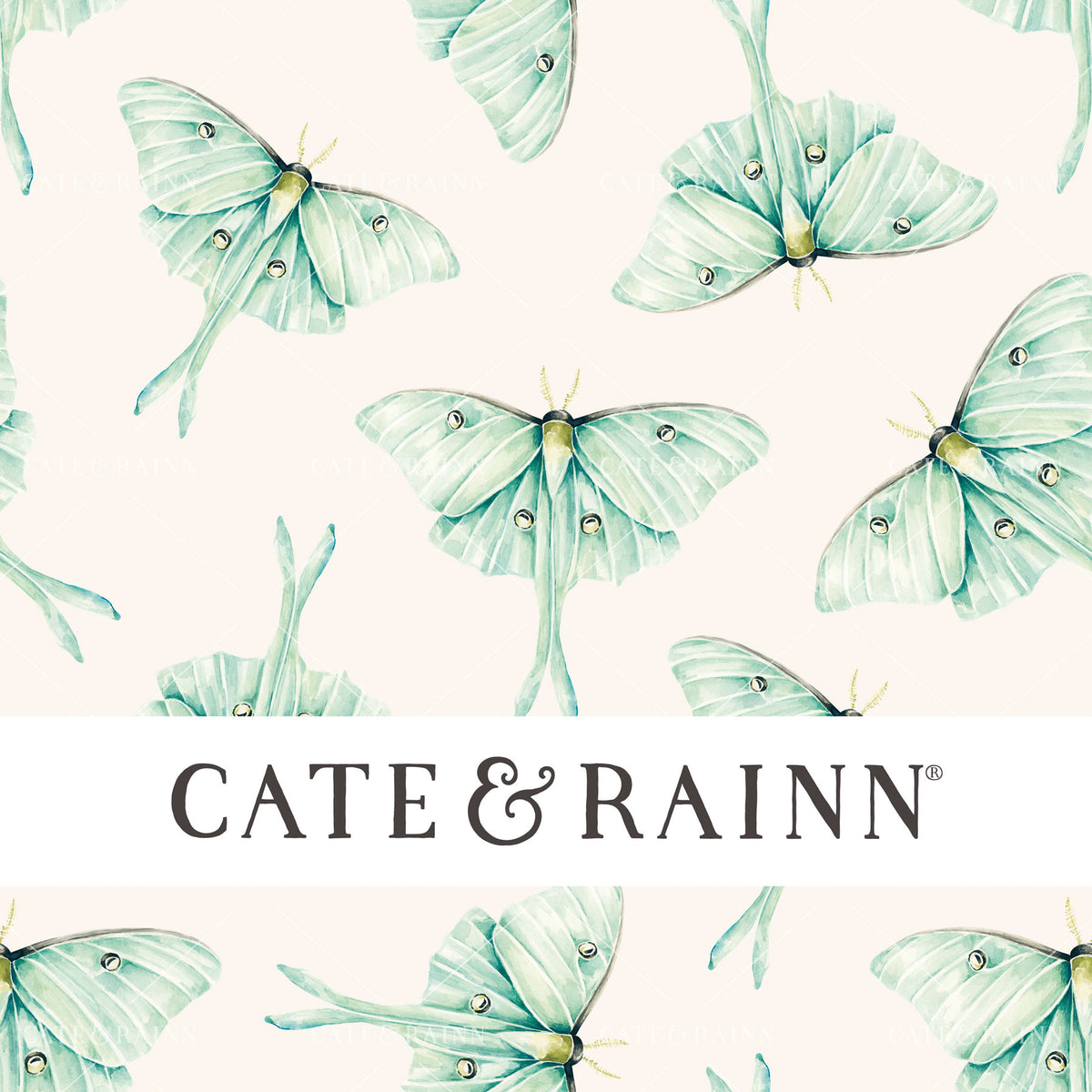 Watercolor Luna Moths Tossed Seamless Pattern | Moonlit Hollow Collection