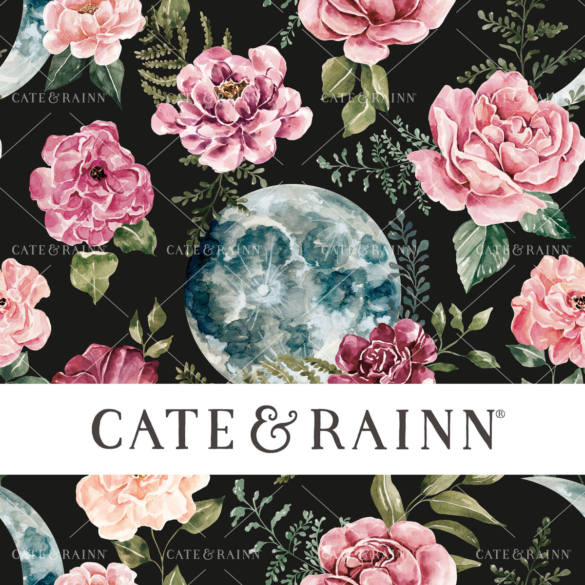 Elegant Moon Floral Seamless Pattern | Moonlit Hollow Collection