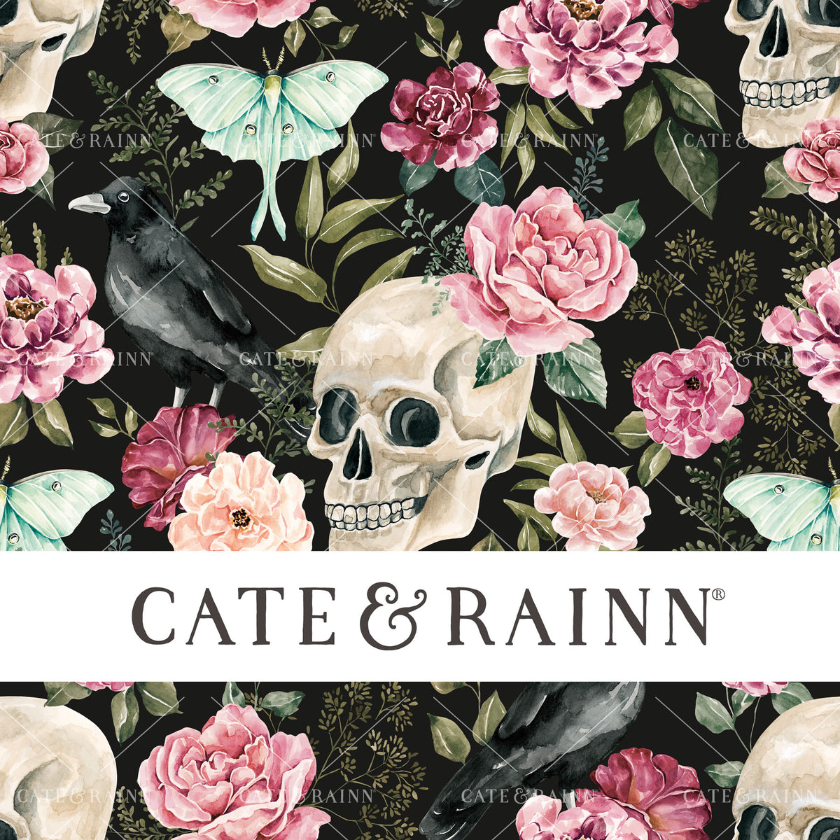 Dark Gothic Spooky Floral Seamless Pattern | Moonlit Hollow Collection