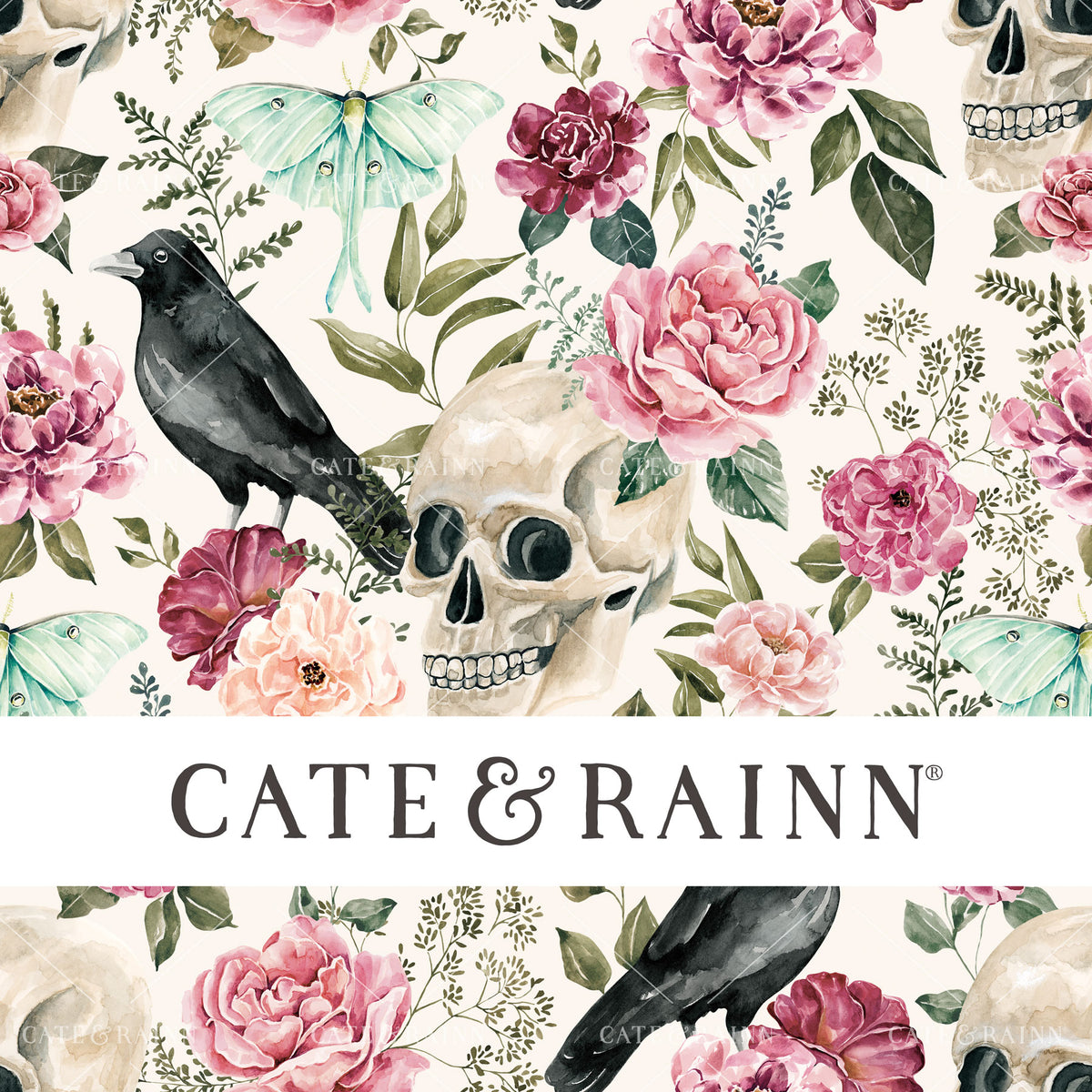 Light Gothic Spooky Floral Seamless Pattern | Moonlit Hollow Collection