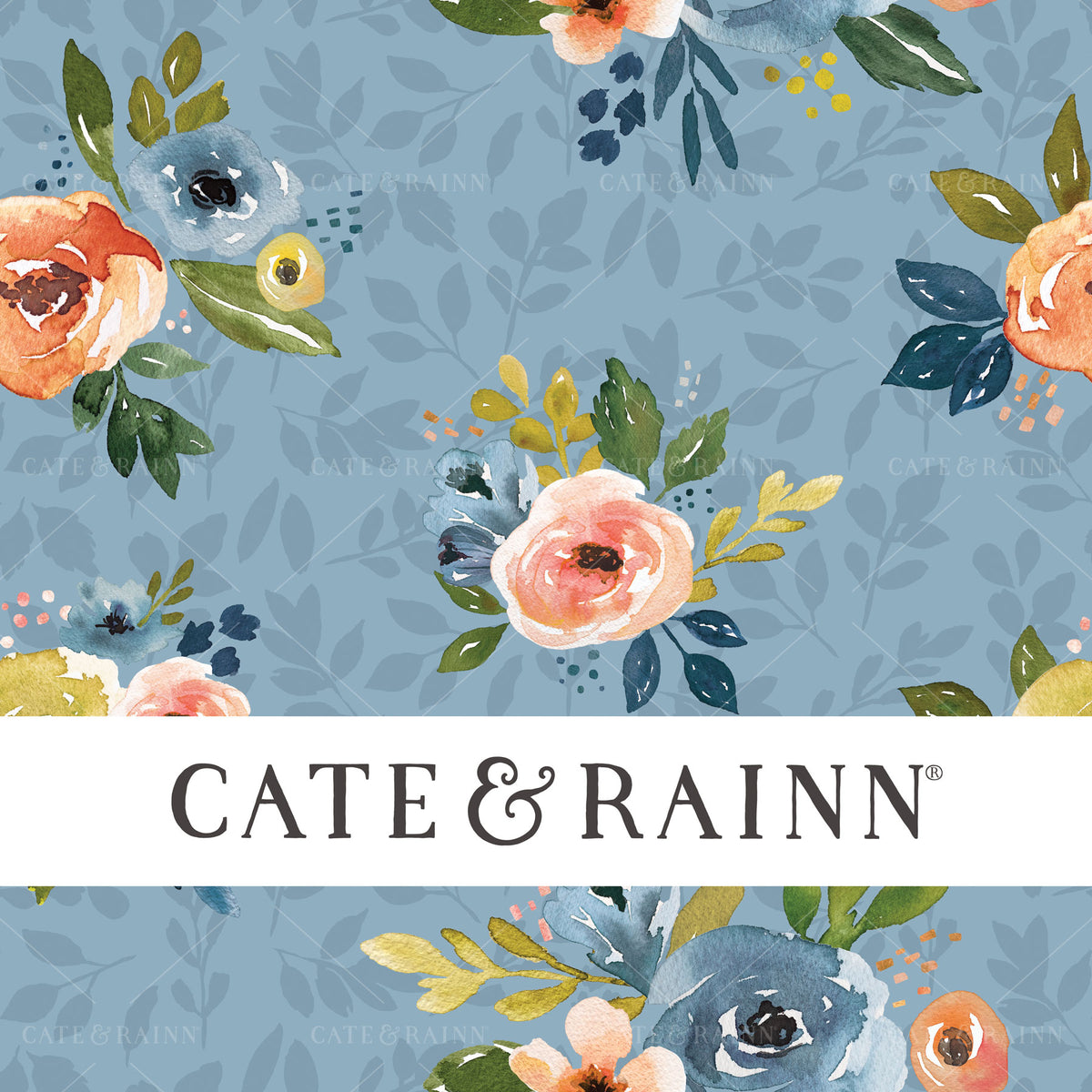 Floral Bouquets on Blue Seamless Pattern | Nightfall Floral Collection