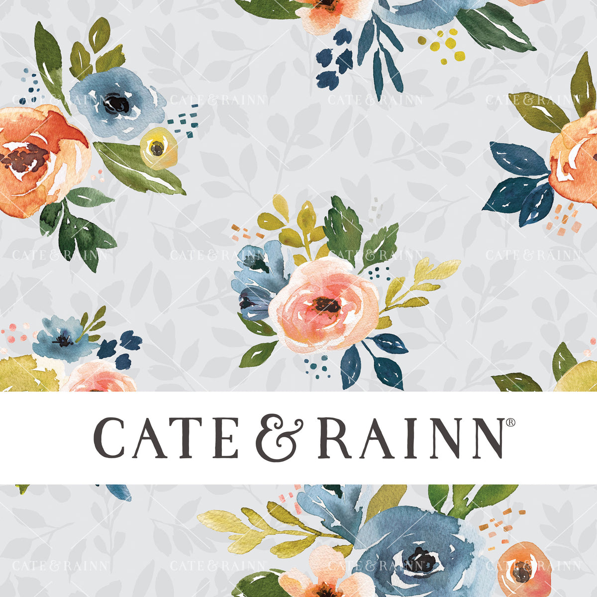 Floral Bouquets on Light Gray Seamless Pattern | Nightfall Floral Collection
