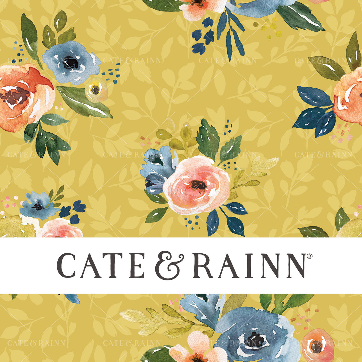 Floral Bouquets on Yellow Seamless Pattern | Nightfall Floral Collection