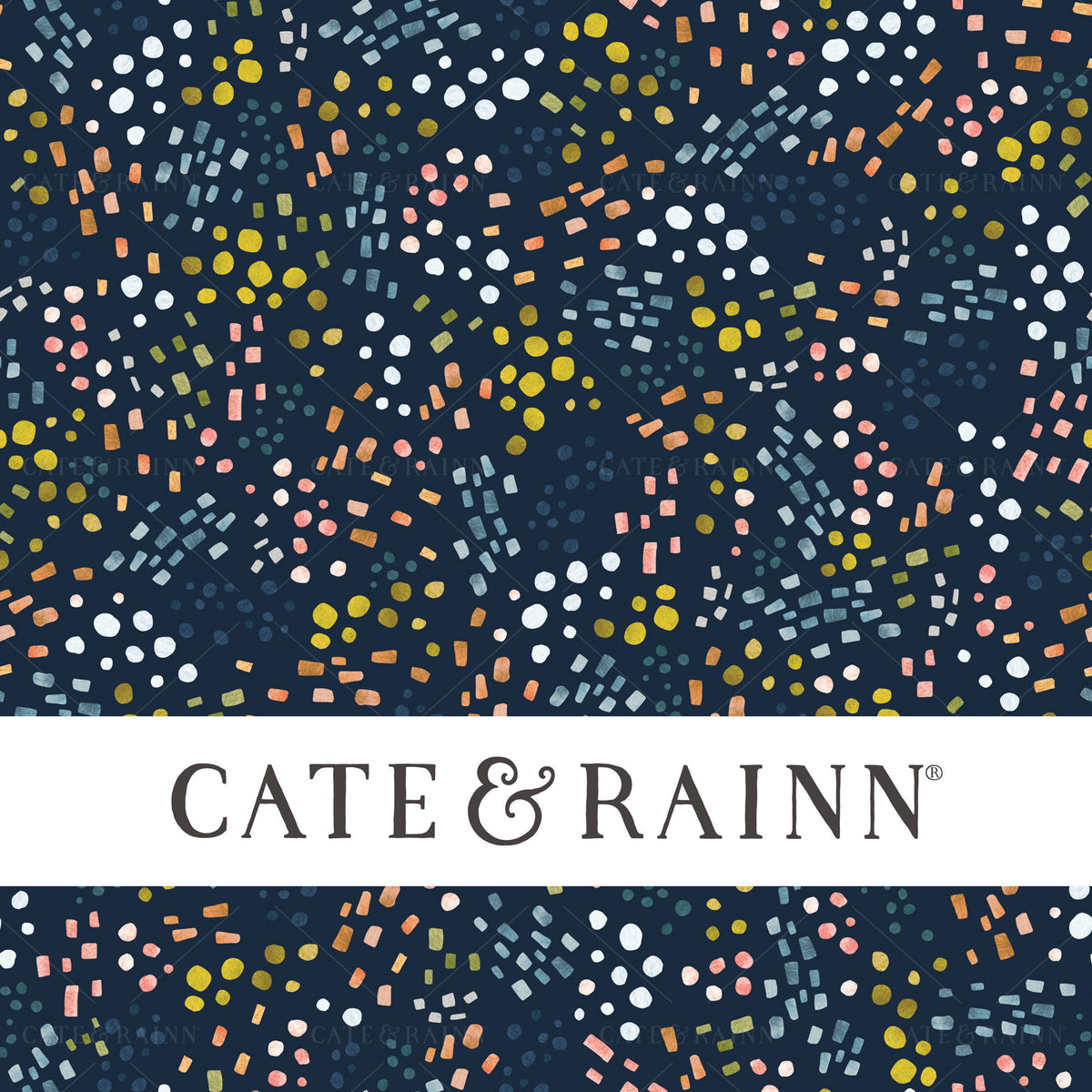 Abstract Confetti on Navy Blue Seamless Pattern | Nightfall Floral Collection