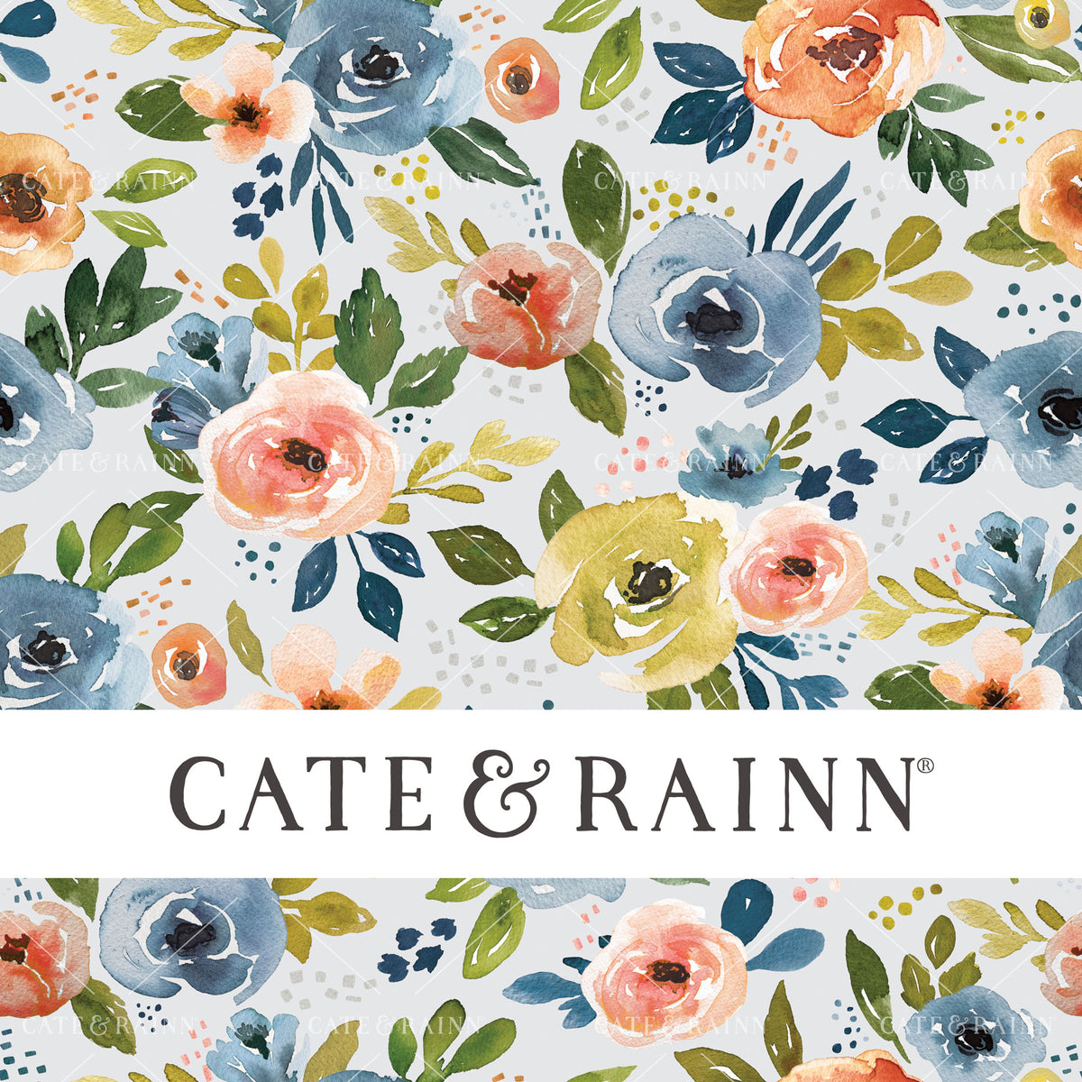 Floral Garden on Light Gray Seamless Pattern | Nightfall Floral Collection