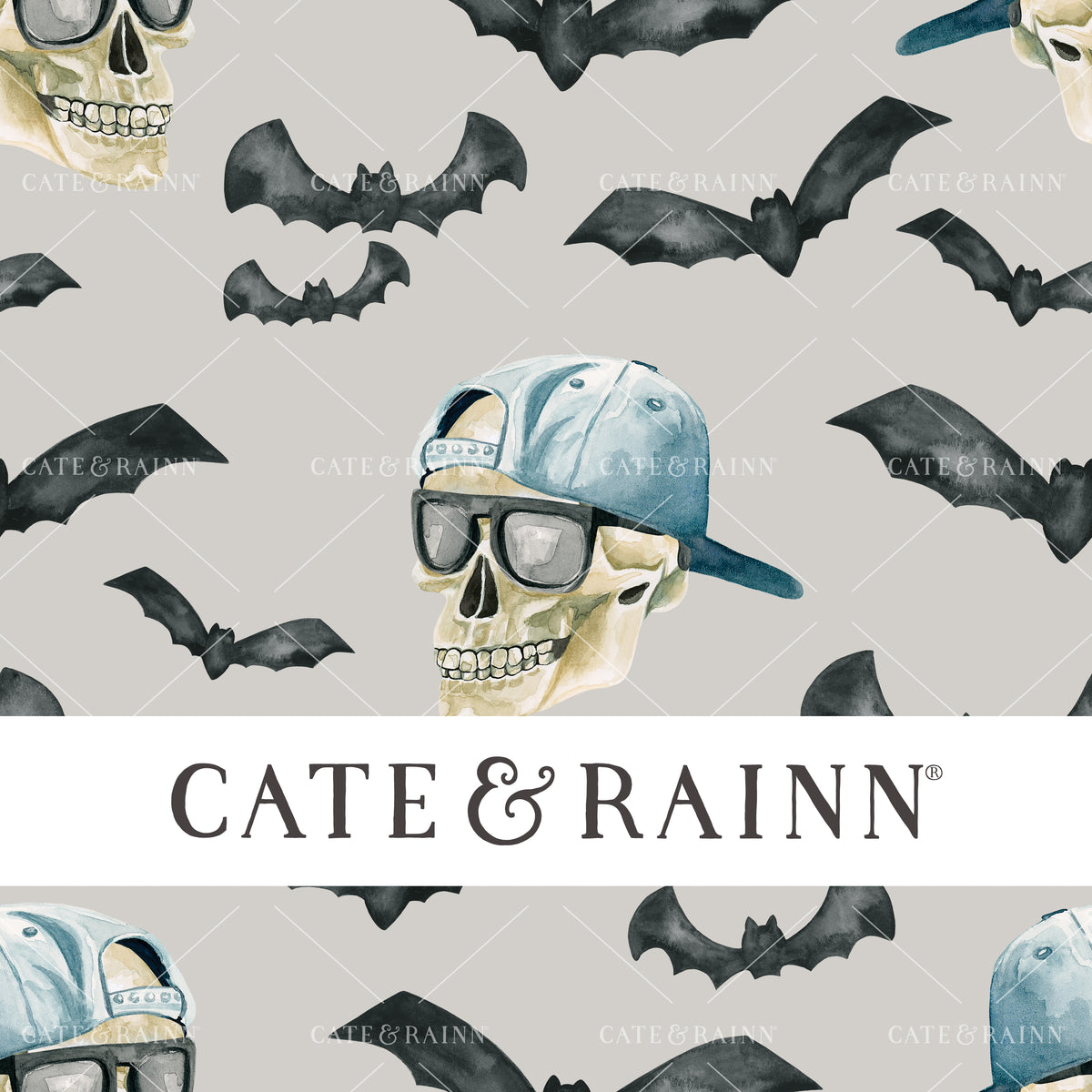 Spooky Bro Hipster Skull Seamless Pattern | October Moon Collection