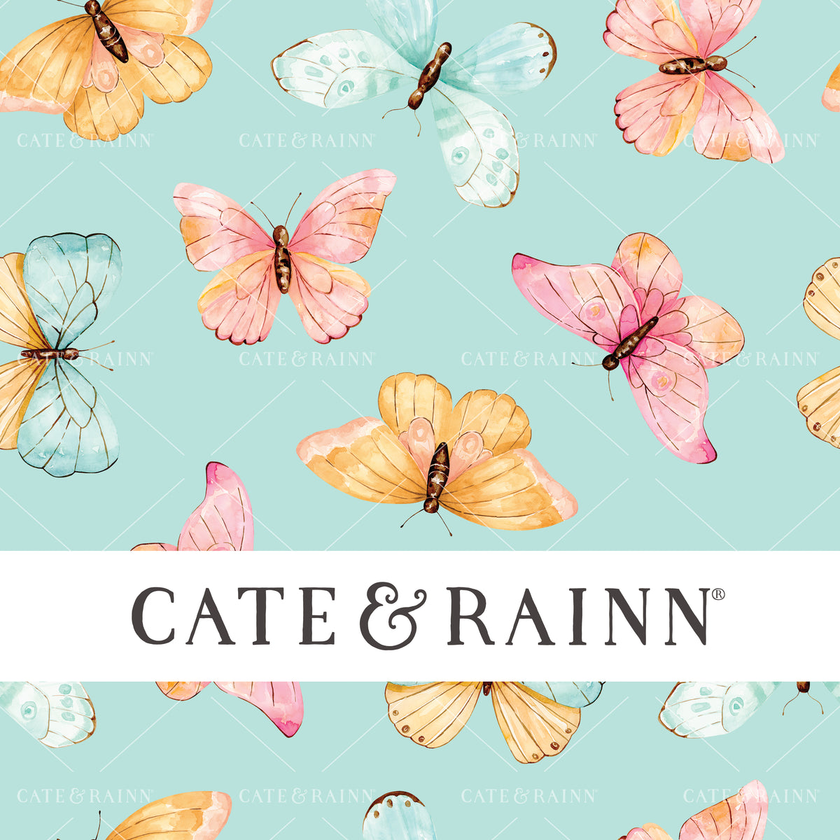 Colorful Watercolor Butterfly and Moths Seamless Pattern File by Cate and Rainn®