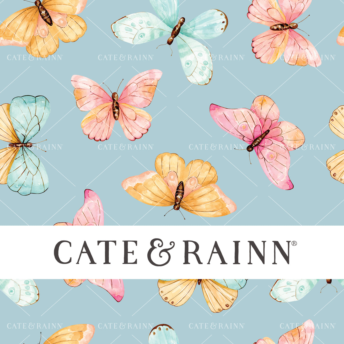Colorful Watercolor Butterfly and Moths Seamless Pattern File by Cate and Rainn®
