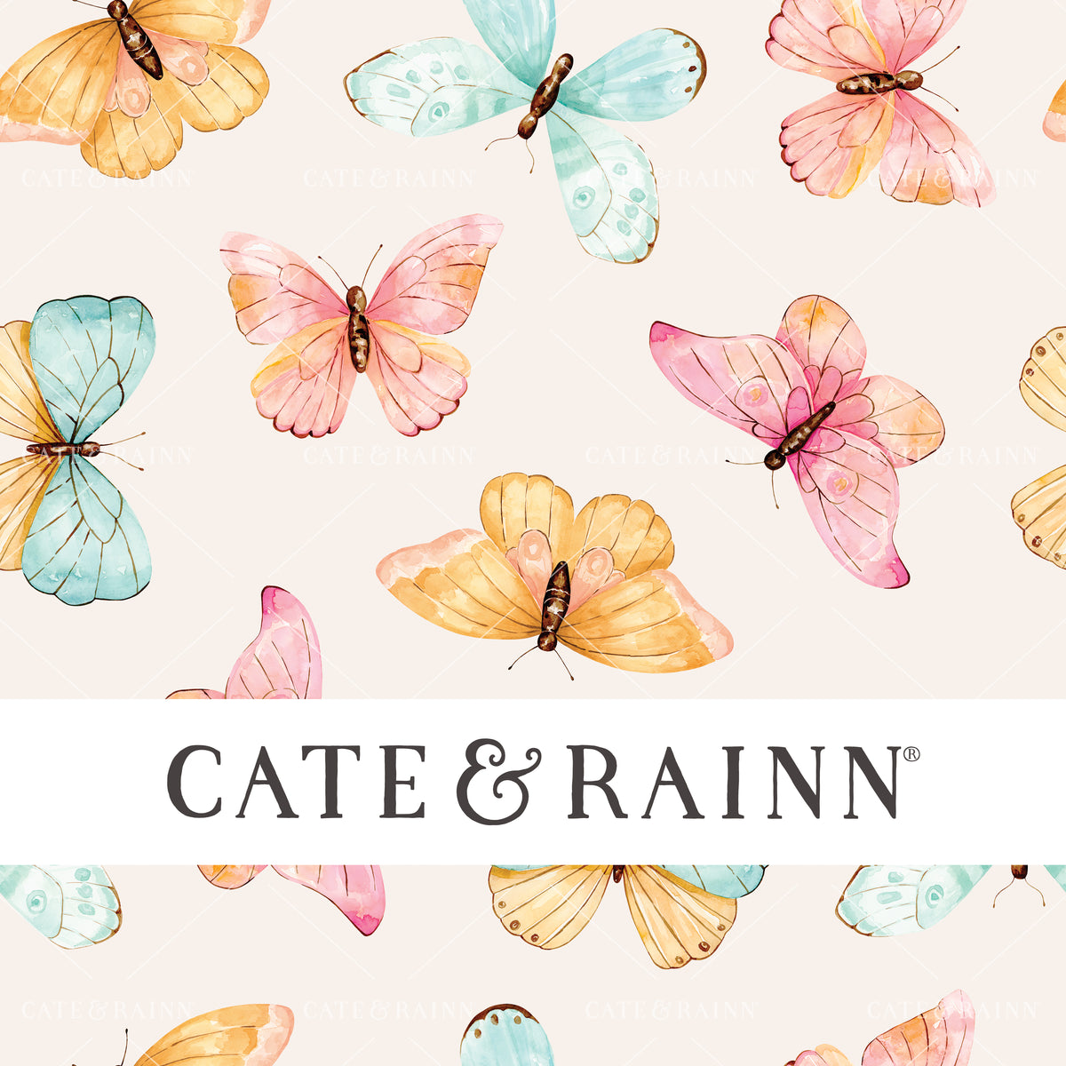Colorful Watercolor Butterfly and Moths Seamless Pattern File by Cate and Rainn®