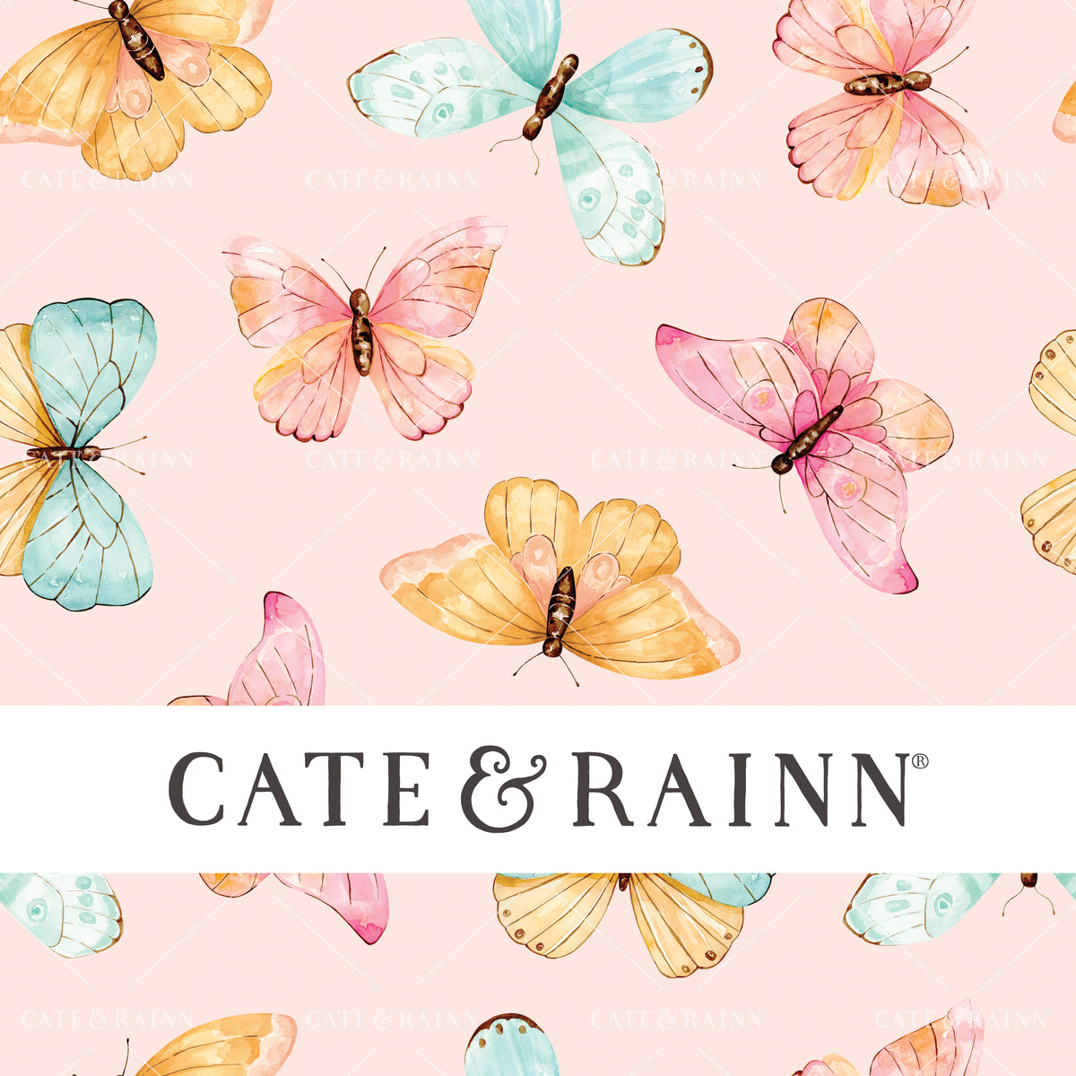 Colorful Watercolor Butterfly and Moths Seamless Pattern File by Cate and Rainn®