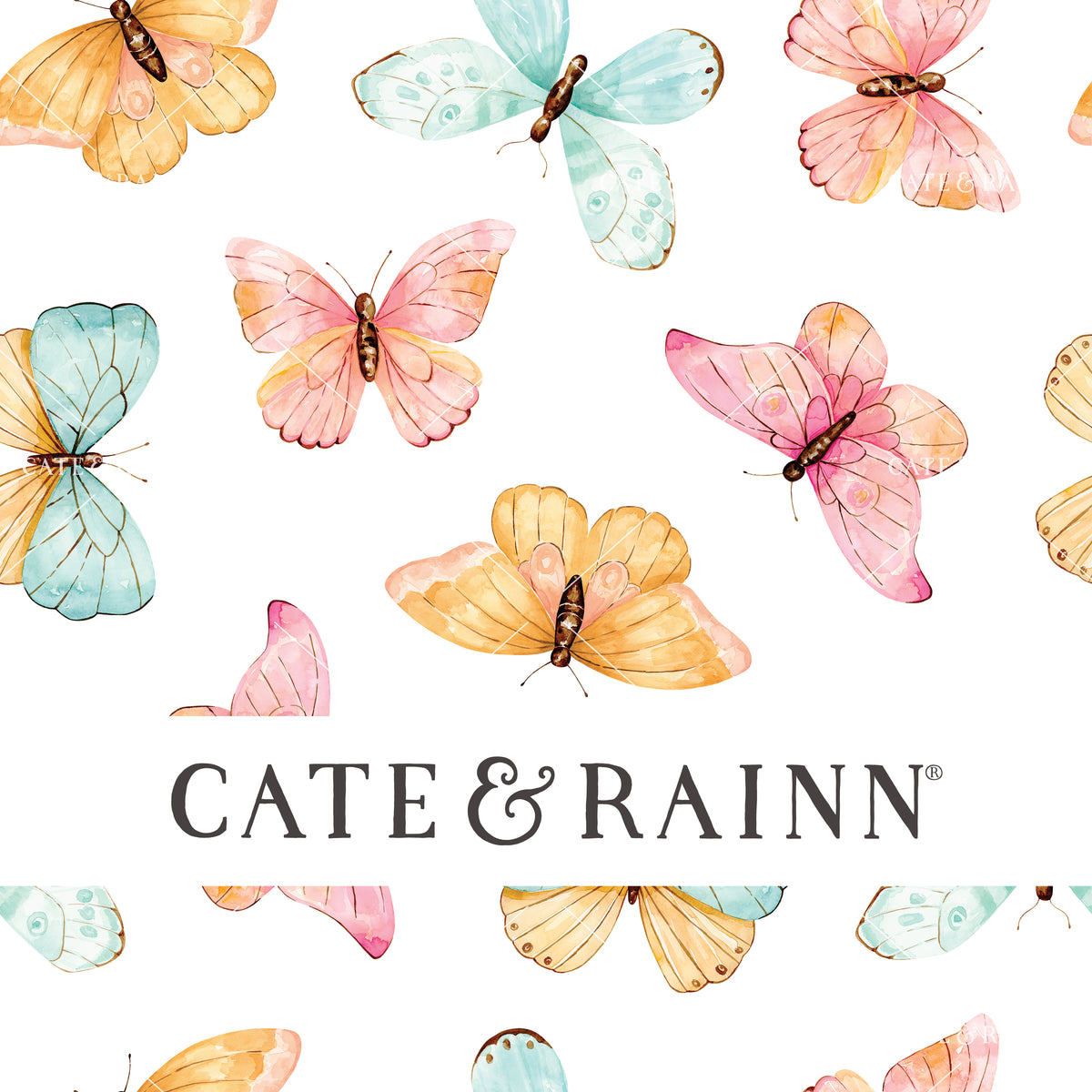 Colorful Watercolor Butterfly and Moths Seamless Pattern File by Cate and Rainn®