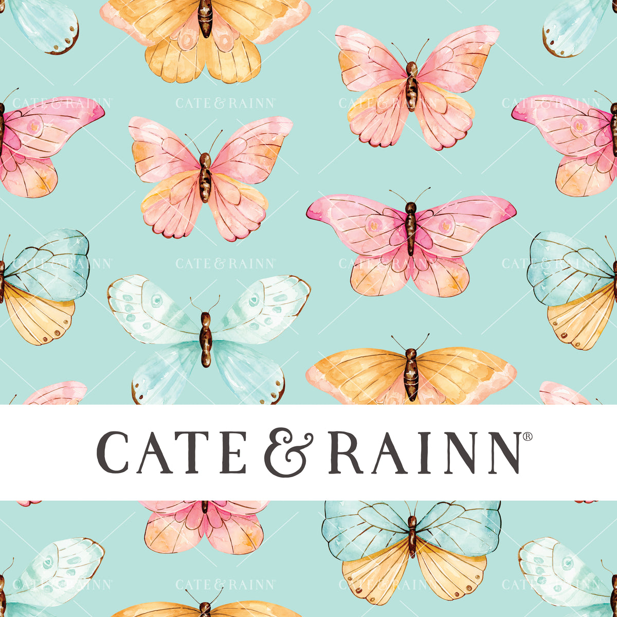 Colorful Watercolor Butterfly and Moth Seamless Pattern File by Cate and Rainn®