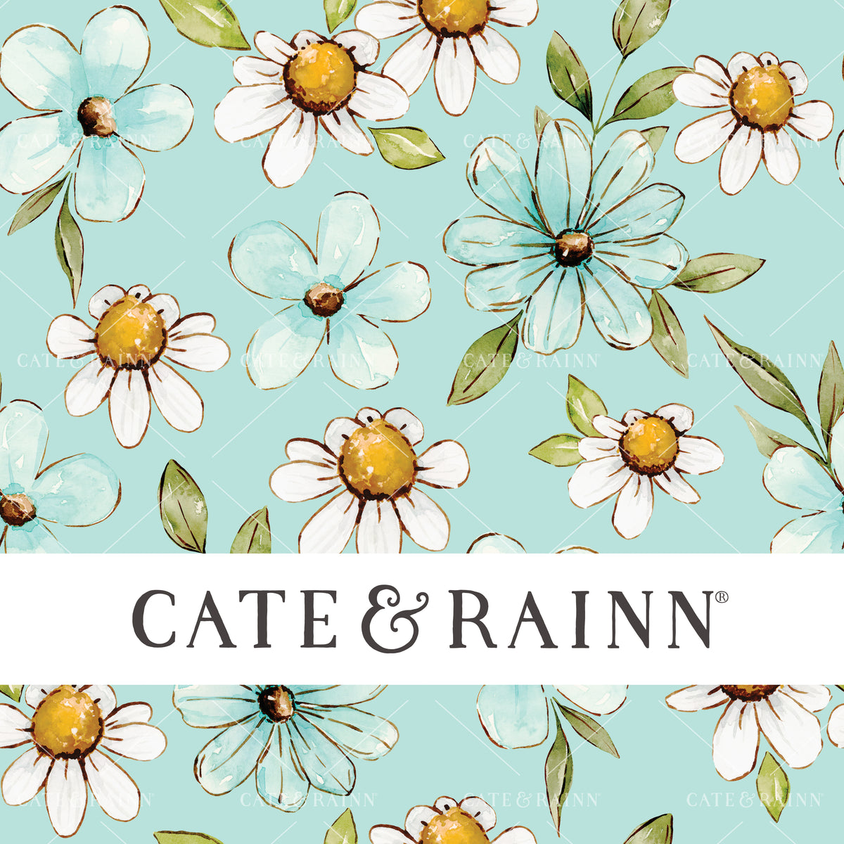 Watercolor Daisy Floral Seamless Pattern File by Cate and Rainn®