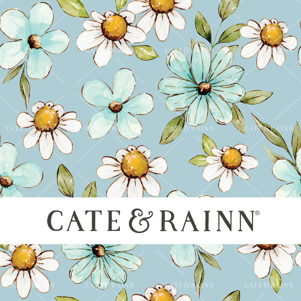 Watercolor Daisy Floral Seamless Pattern File by Cate and Rainn®