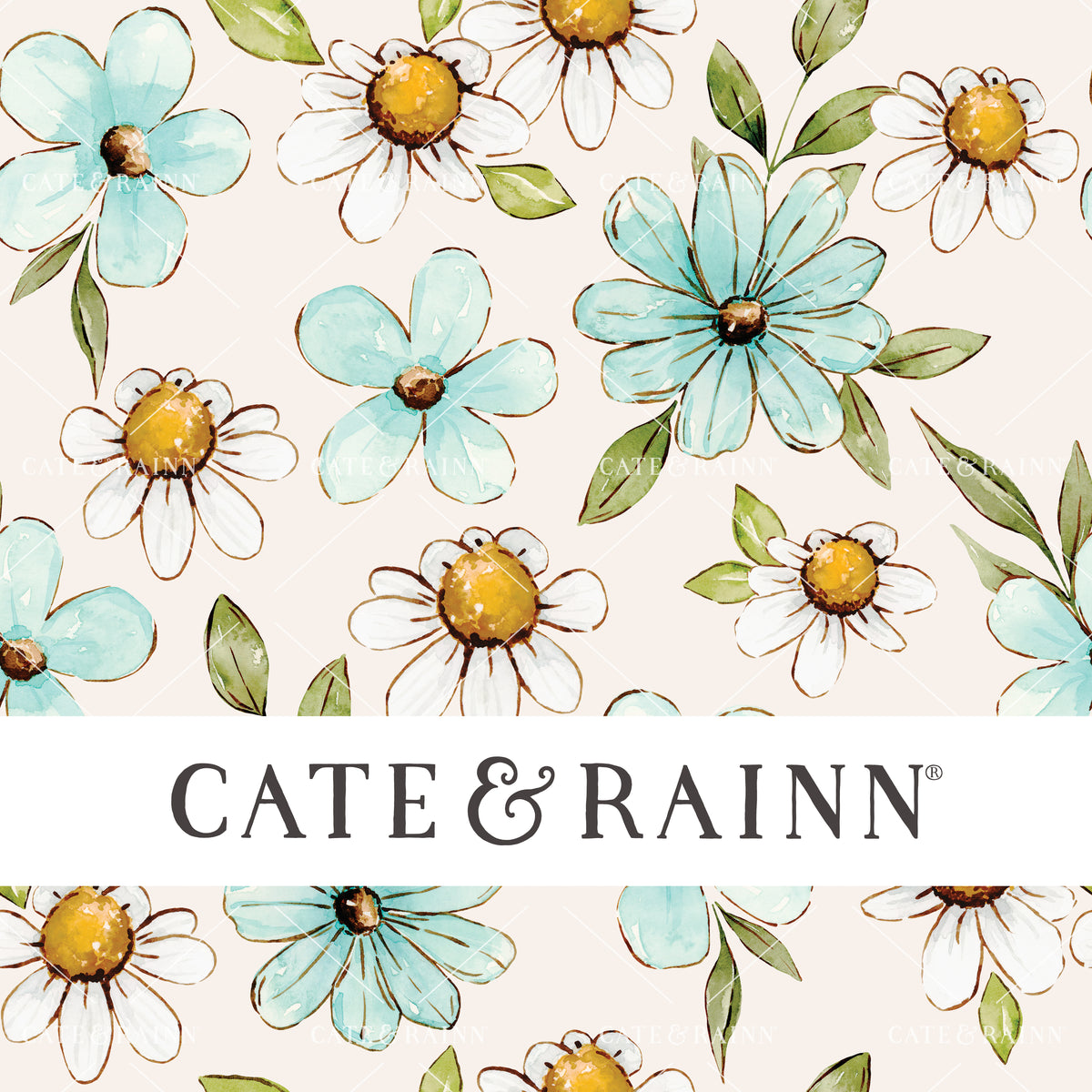Watercolor Daisy Floral Seamless Pattern File by Cate and Rainn®