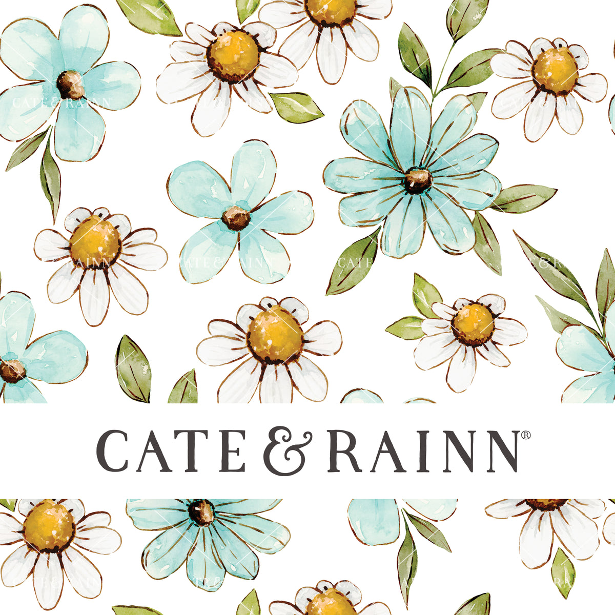 Watercolor Daisy Floral Seamless Pattern File by Cate and Rainn®