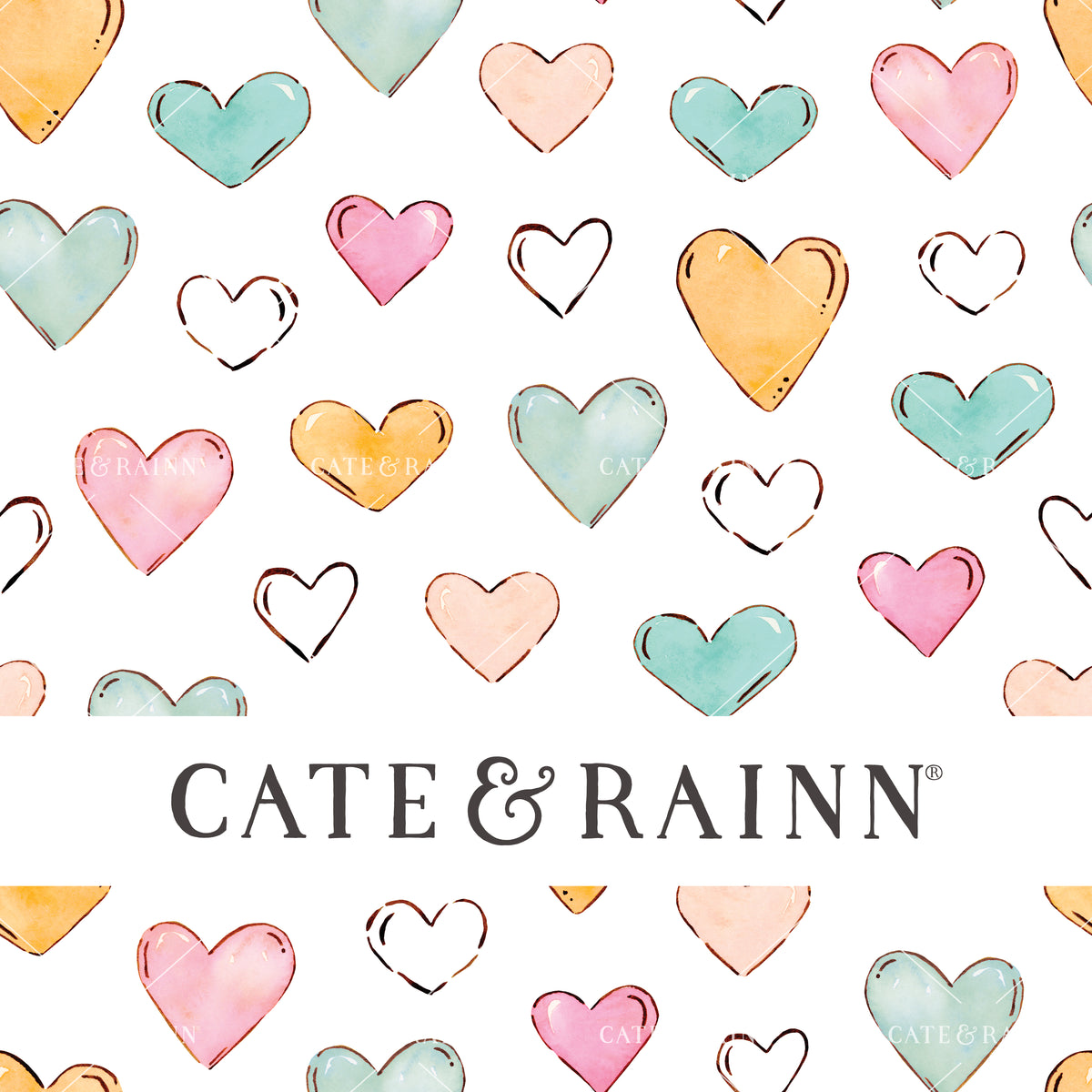 Watercolor Summer Hearts Seamless Pattern File by Cate and Rainn®