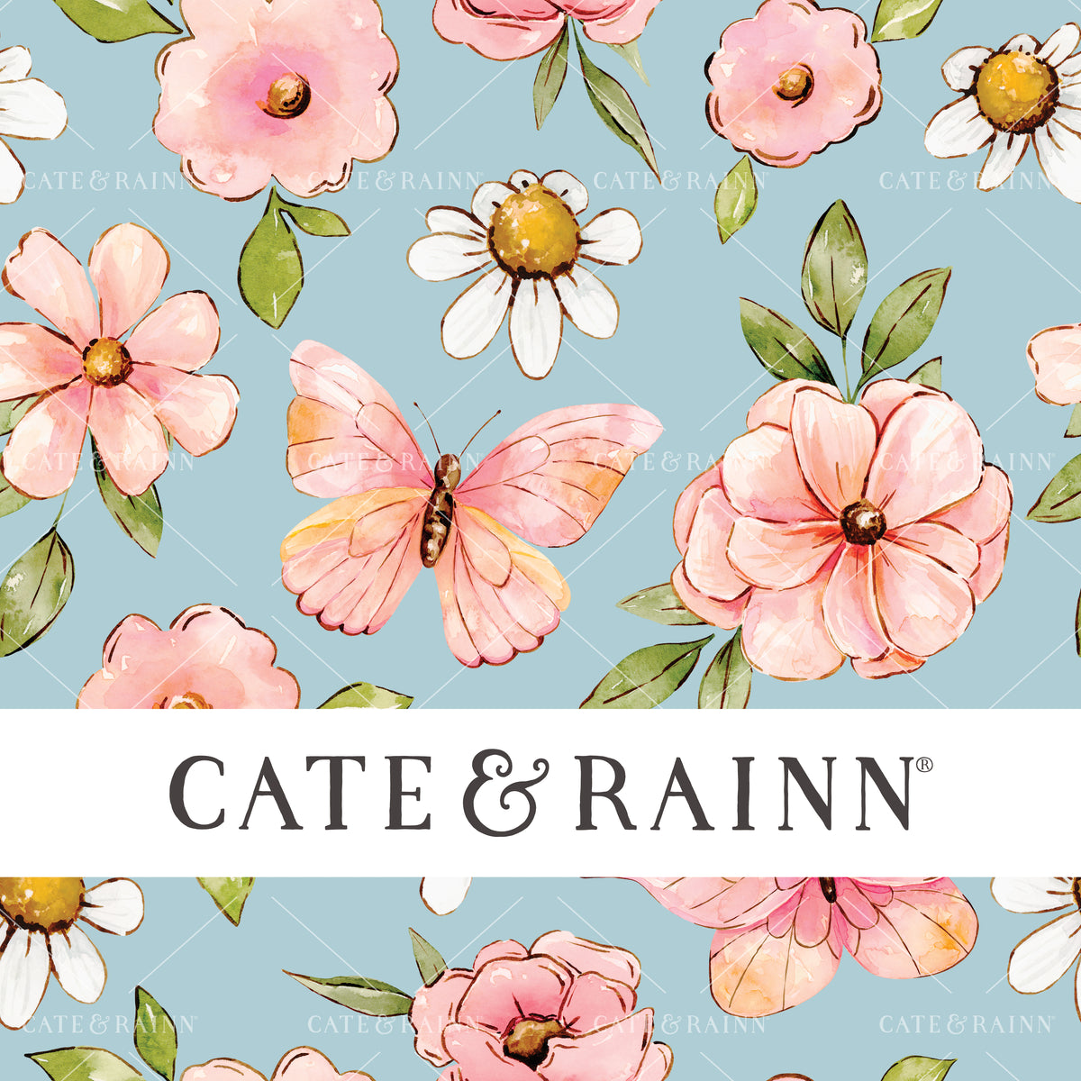 Pink Butterfly Floral Seamless Pattern by Cate and Rainn®