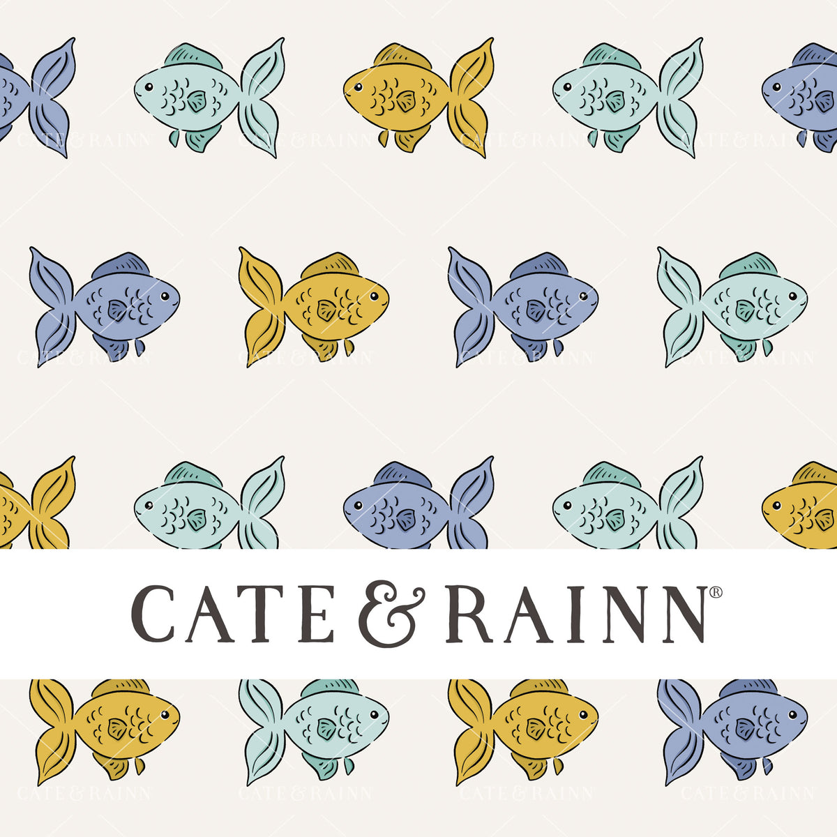Colorful Blue and Yellow Goldfish Seamless Pattern | Pet Shop Collection