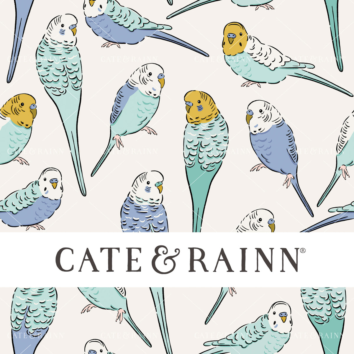 Colorful Blue and Yellow Parakeet Seamless Pattern | Pet Shop Collection