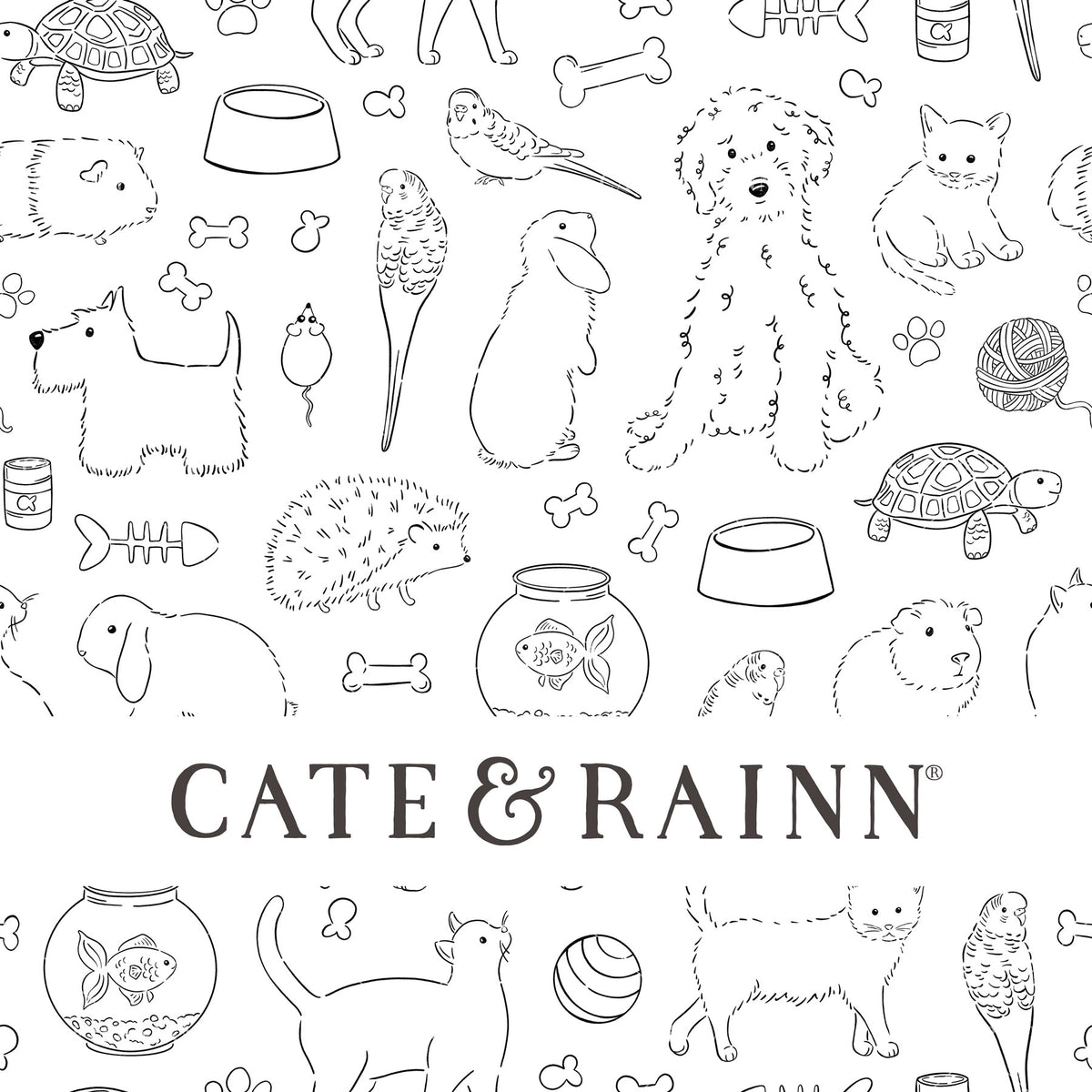 Sketched Line Art Pet Shop Seamless Pattern | Pet Shop Collection