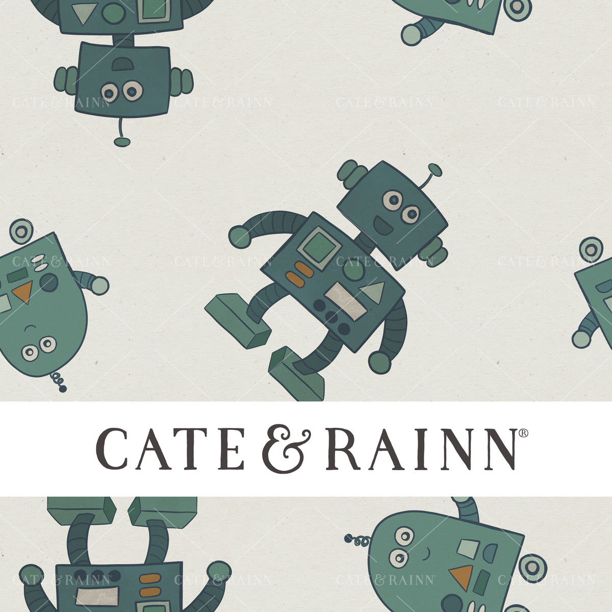 Retro Robots on Cream Seamless Pattern | Retro Kids Collection