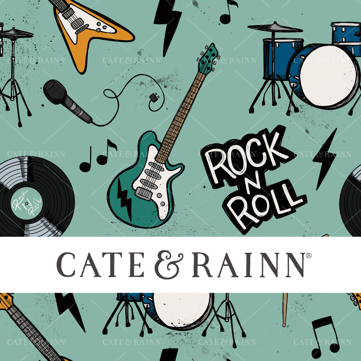 Rock-N-Roll Seamless Pattern Design by Cate and Rainn®