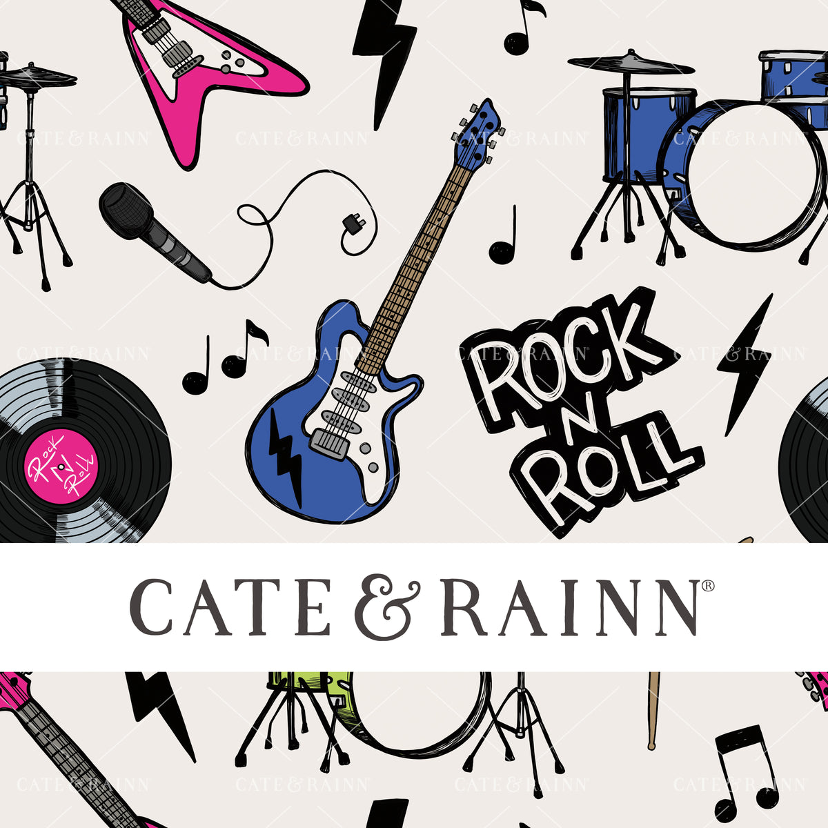 Rock-N-Roll Seamless Pattern Design by Cate and Rainn®