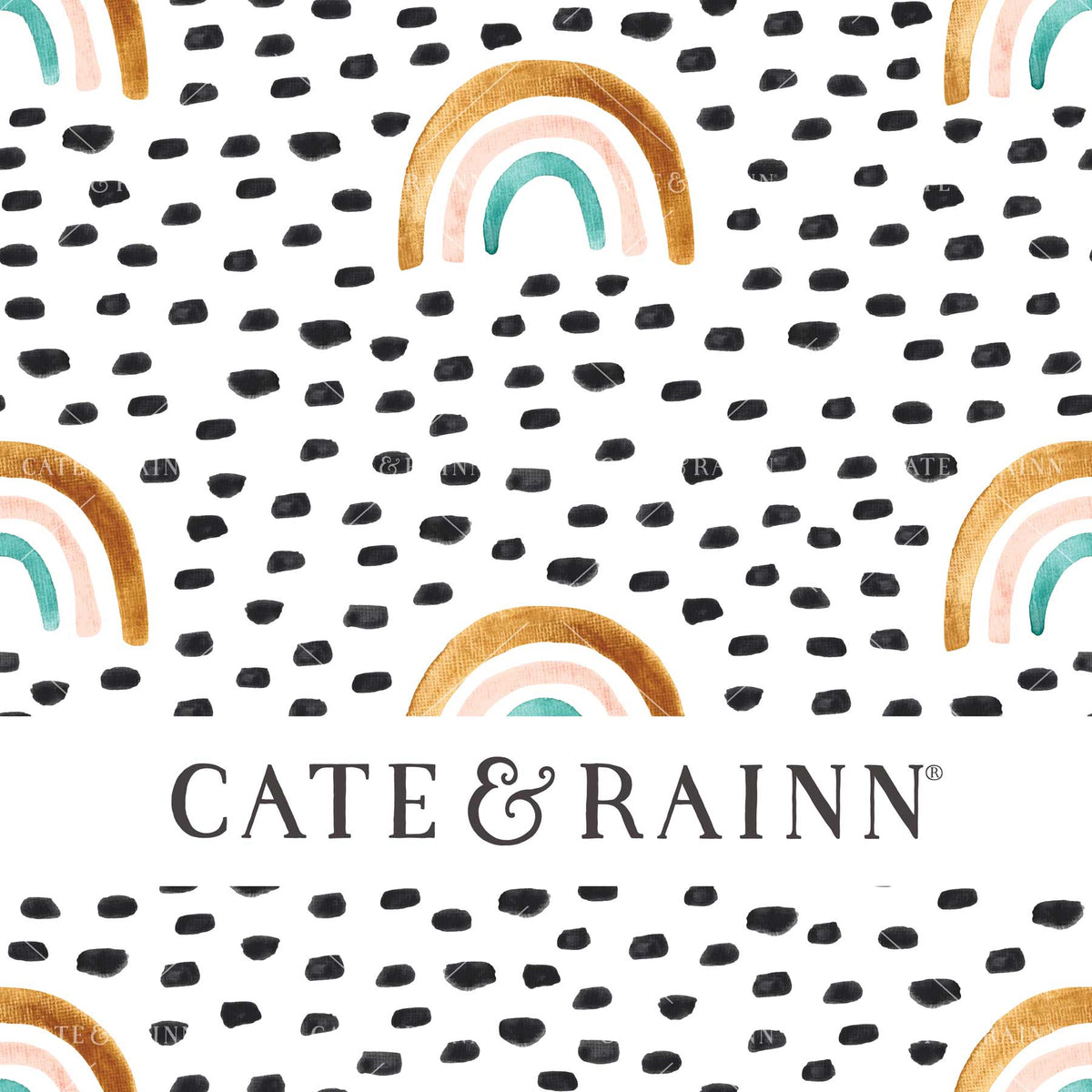Retro Rainbow with Boho Dashes Seamless Pattern Design by Cate &amp; Rainn