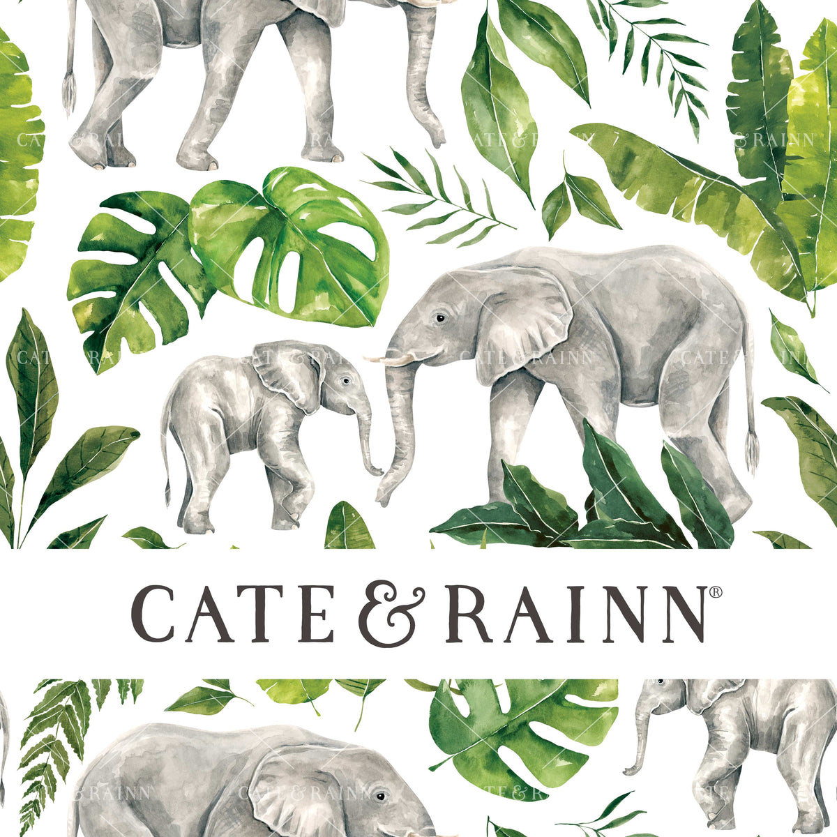 Jungle Elephants Seamless Pattern | Tropical Jungle Collection