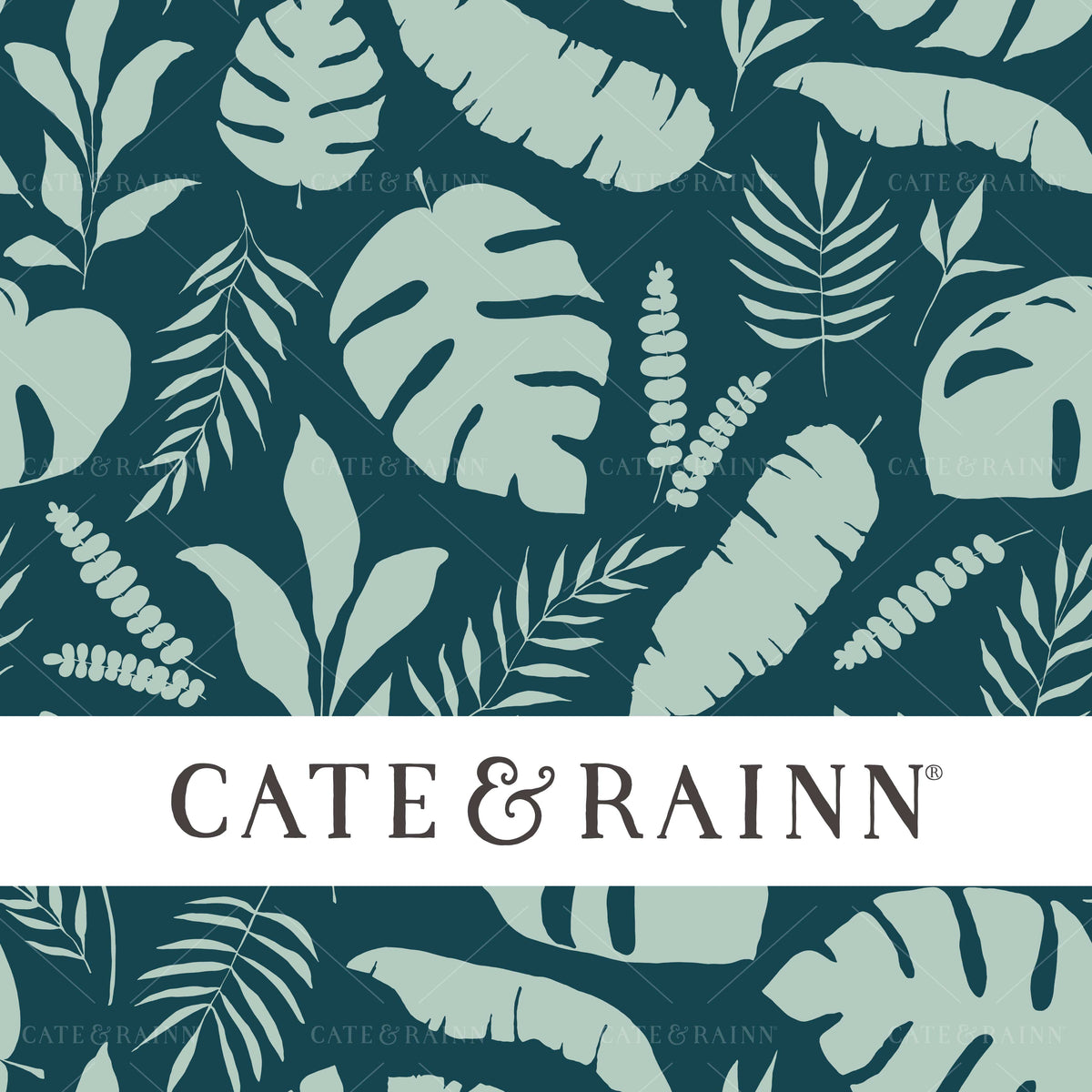 Teal Blue Tropical Foliage Seamless Pattern | Tropical Jungle Collection