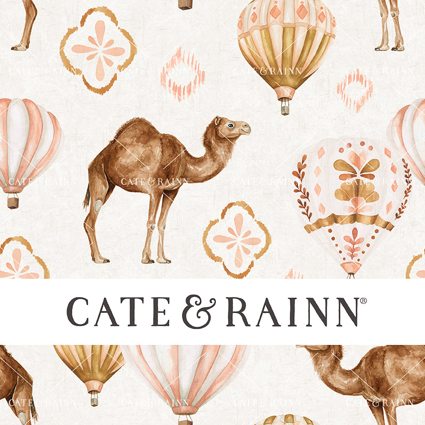 Boho Hot Air Balloons and Camels Seamless Pattern | Wanderlust Collection
