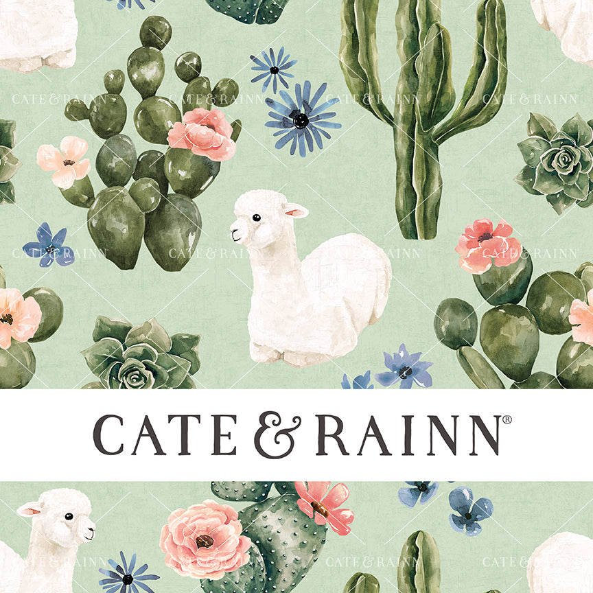 Mint Green Desert Llama Floral Seamless Pattern | Wanderlust Collection