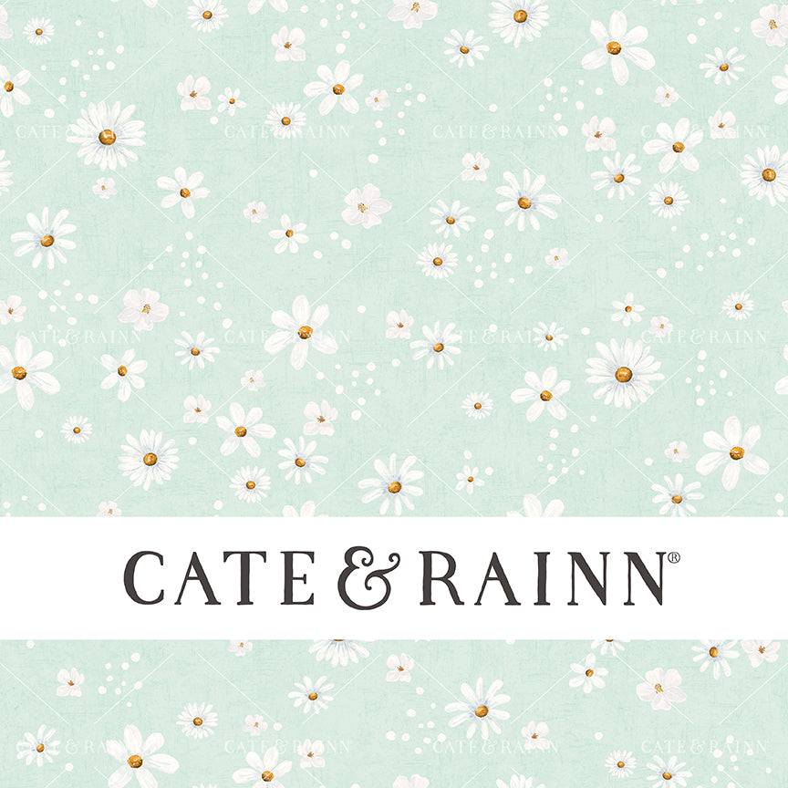 White Ditzy Floral on Mint Blue Seamless Pattern | Wanderlust Collection
