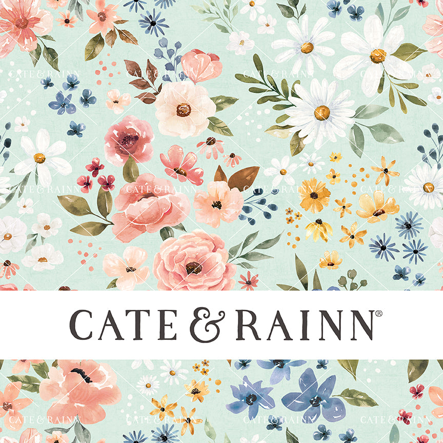 Wanderlust Floral on Mint Blue Seamless Pattern | Wanderlust Collection