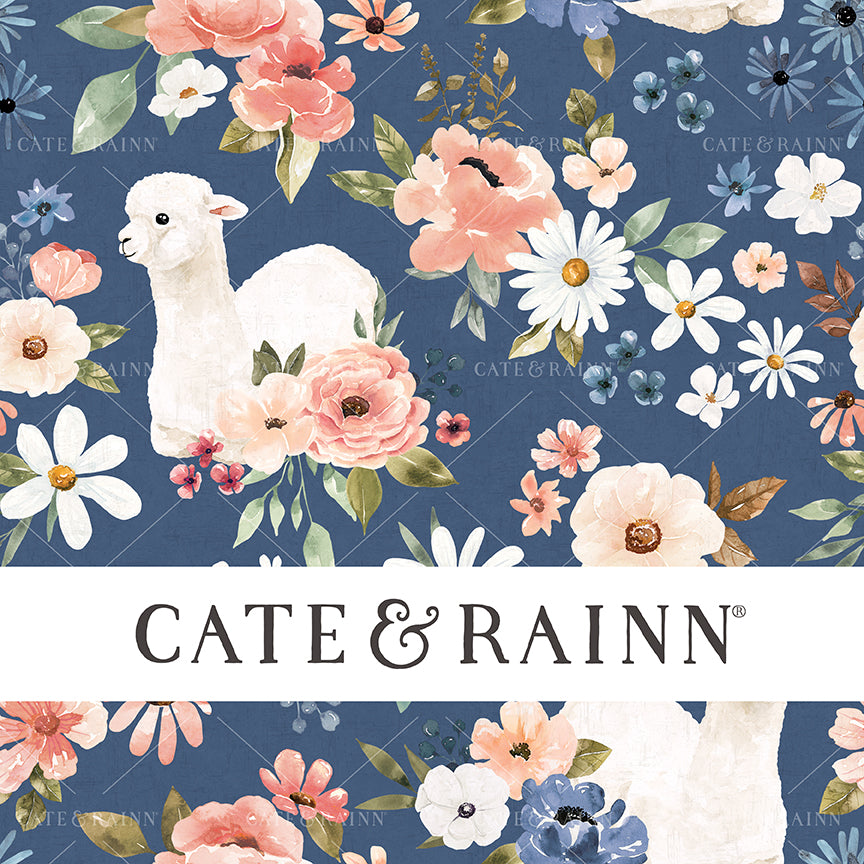 Periwinkle Blue Llama Floral Seamless Pattern | Wanderlust Collection