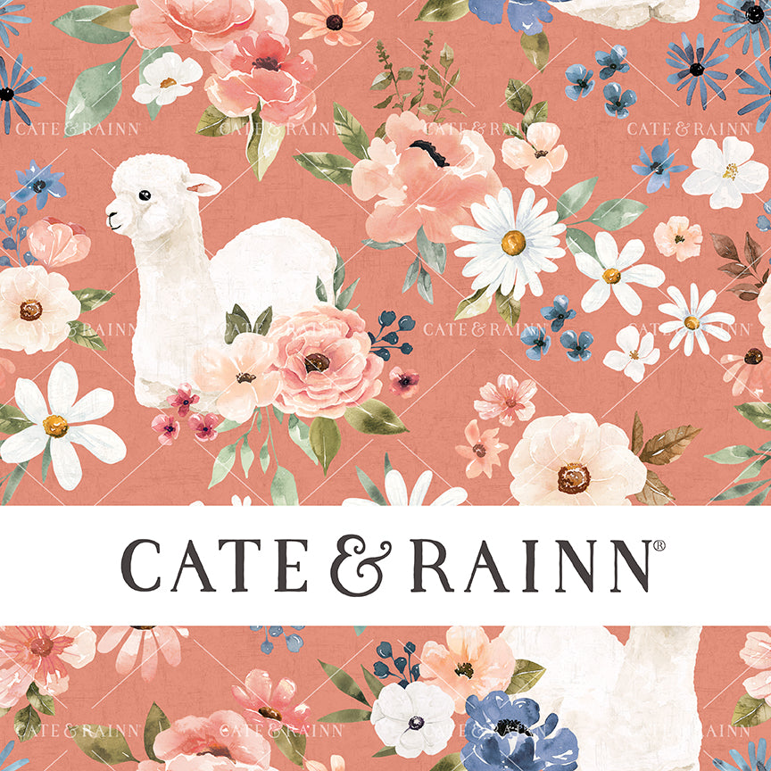 Coral Pink Llama Floral Seamless Pattern | Wanderlust Collection