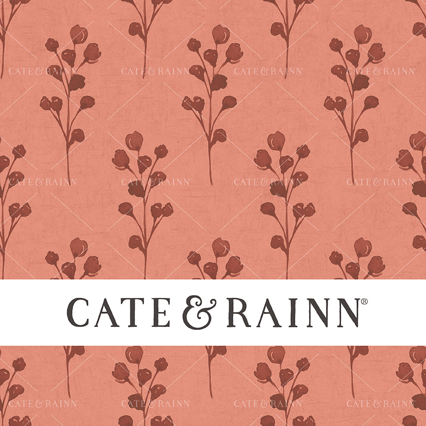 Coral Pink Sprigs Seamless Pattern | Wanderlust Collection