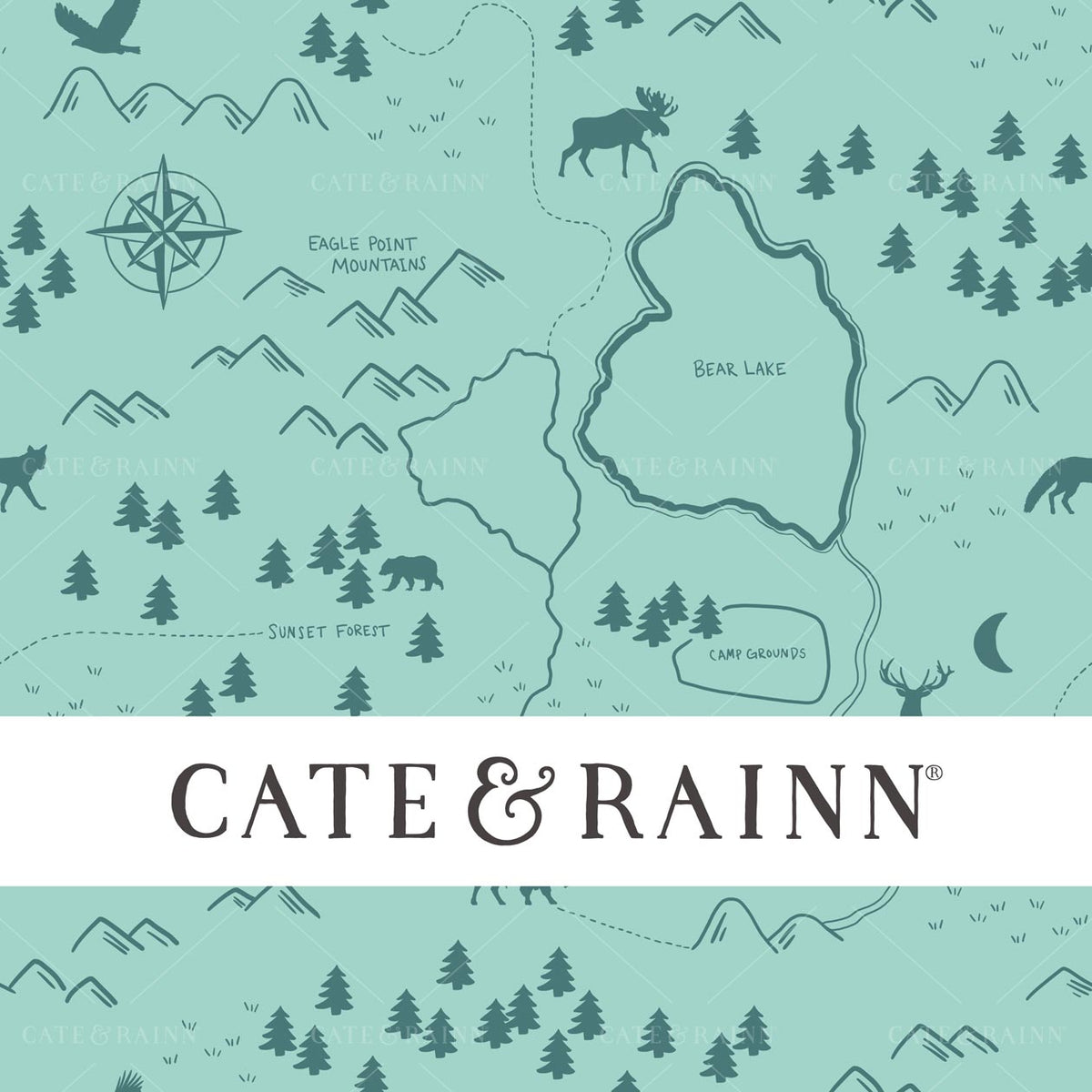 Hand-Drawn Wilderness Map Seamless Pattern Design | Woodland Forest Collection